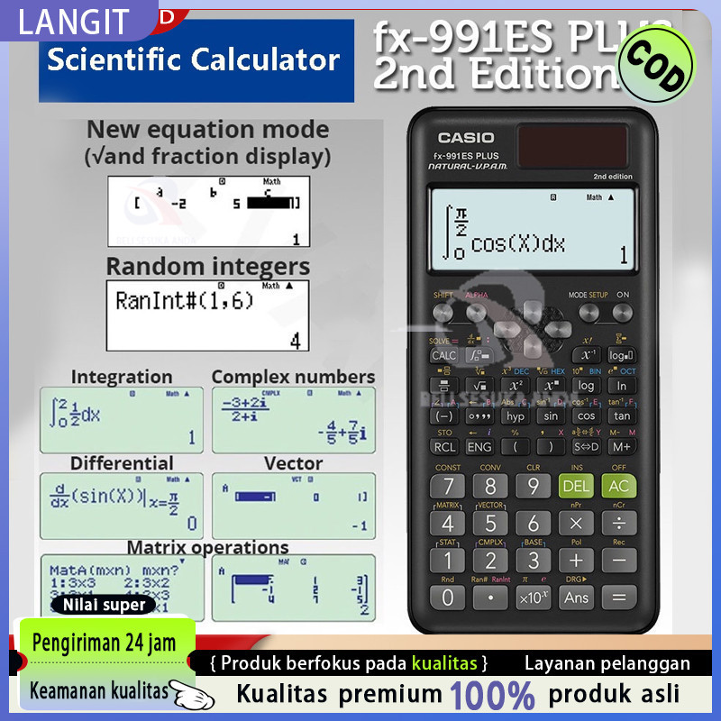 

Kalkulator Scientific Casio ilmiah FX-991EX/991ES-Plus Calculator Scientific Casio Kalkulator Casio Scientific 417 Fungsi/Dua Sumber Tenaga Baterai Dan Tenaga Matahari/40 Konstanta Rumus