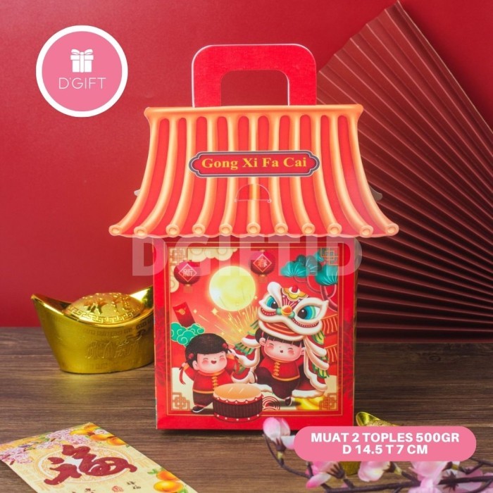 

TP Kotak Kue Kering Sincia Dus Hampers Imlek CNY muat 2 Toples 500gr
