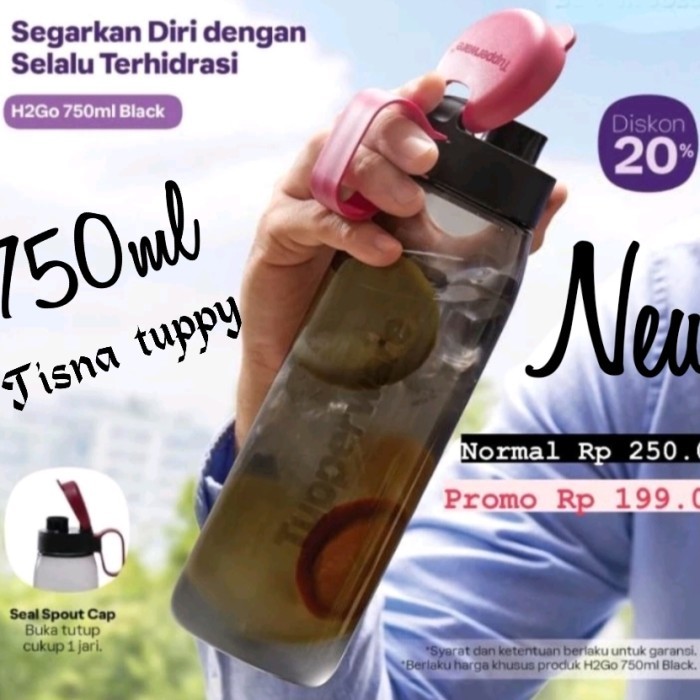 h2go bottle tupperware - Hitam