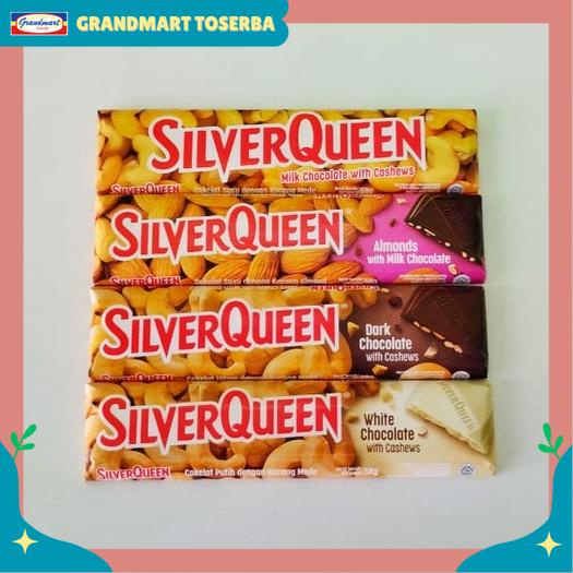 

Silverqueen Milk Chocolate Almond/Cashews 58g Kacang Mede dan Almond