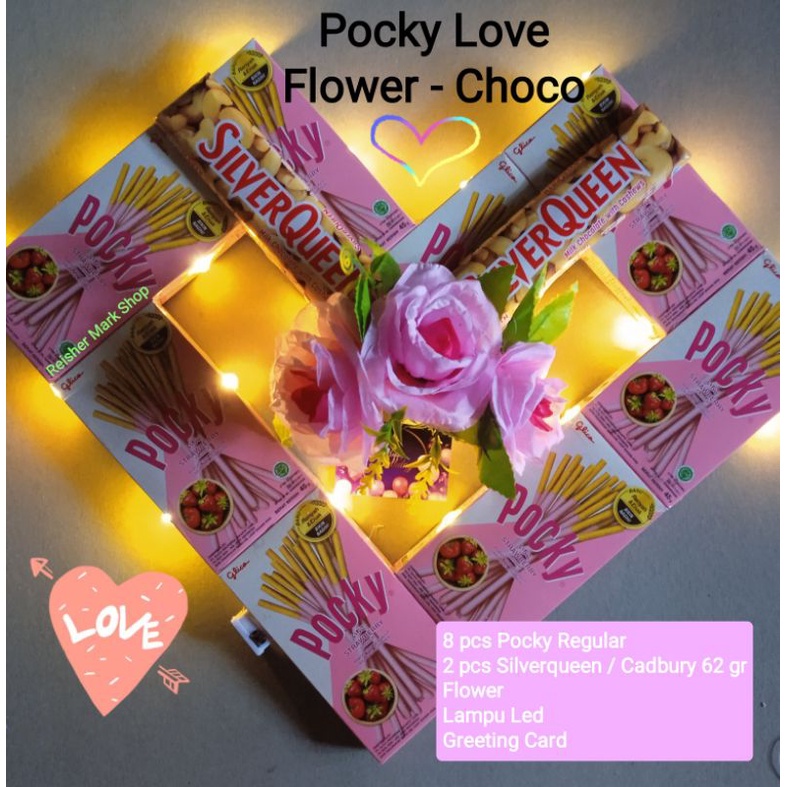 

Pocky Love Flower Choco Kado Hadiah Gift Birthday wisuda anniversary / Pocky Love Flower + Coklat