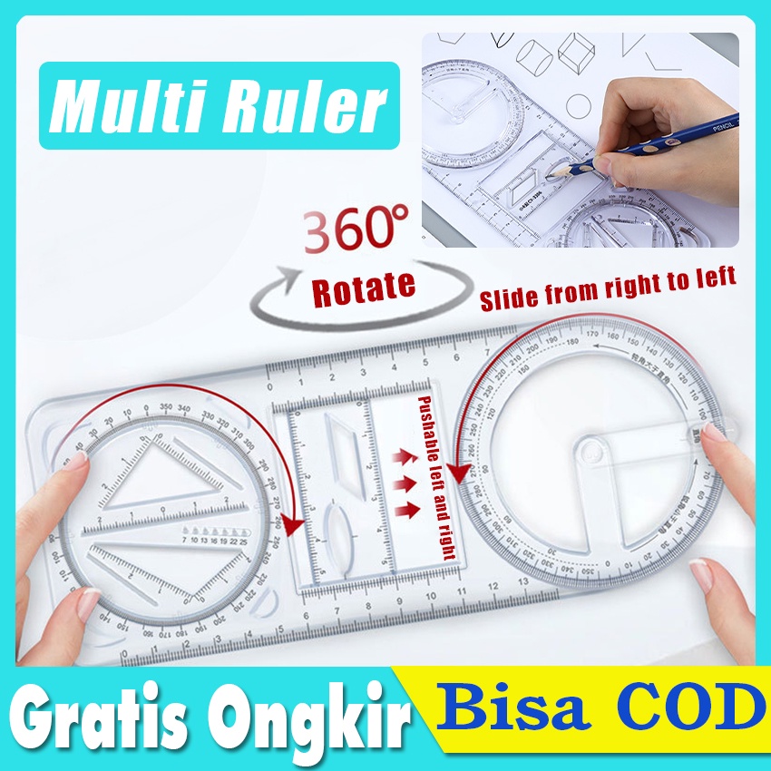 

Rotary Penggaris Busur Derajat Multifungsi / Multi Function Geometric Ruler / Kreatif Alat Tulis Sekolah Kantor Perlengkapan Belajar Alat Ukur