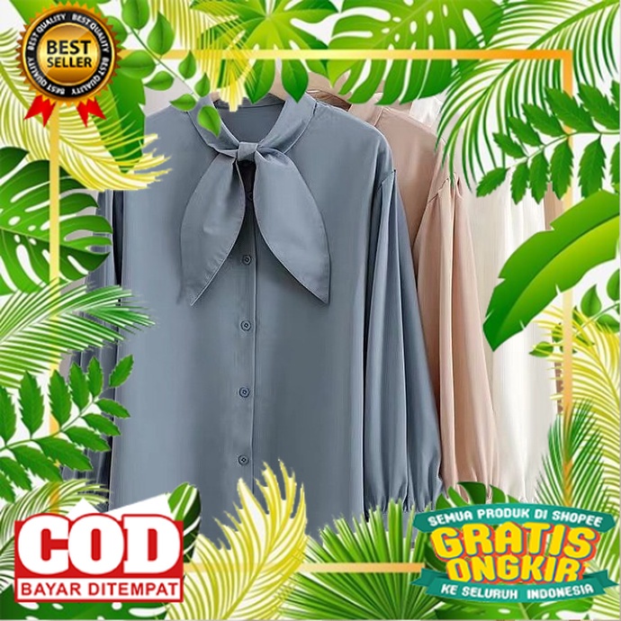 BAJU WANITA STYLYSH KEKINIAN TERMURAH /COD ⭐️ Osela Top Blouse Kemeja Korean Premium Fit L ⭐️ Fashio