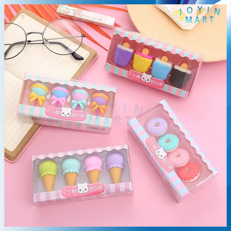 

Penghapus Karakter Motif Lolipop Isi 4 Pcs / Penghapus Pensil Set 4IN1 Ice Cream / Penghapus Pensil Model Ice Cream Donat Lollipop Popsicle