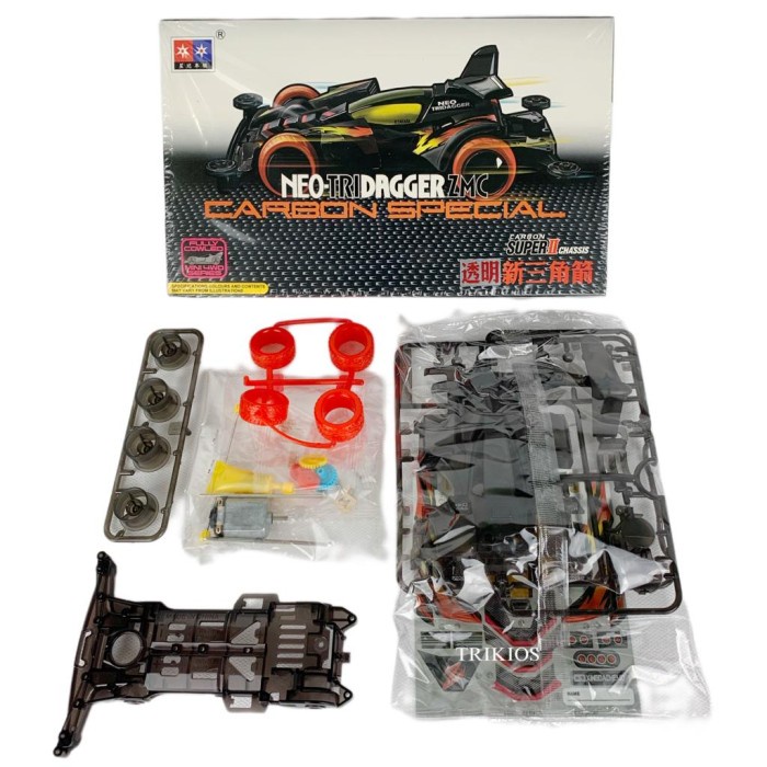 Rep. Tamiya Mini 4wd Merk Daxing Tridagger ZMC Clear Black Version