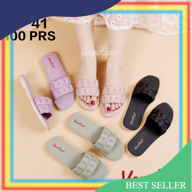 A729-131 Sandal Selop Wanita Verotino Sendal Slop Cewek Karet Motif Kotak Gelombang/ Beautiful
