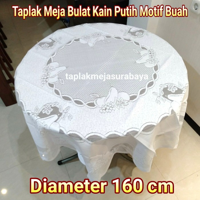 Taplak Meja Bulat Bundar 160 cm Kain Renda Vintage Tebal