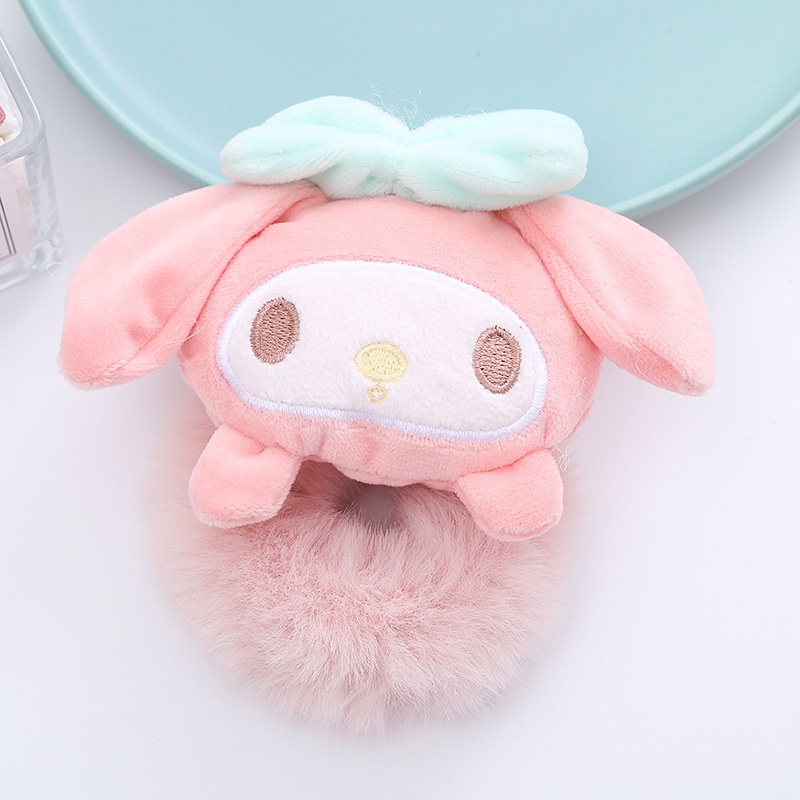 IKAT RAMBUT SANRIO BULU  POMPOM KEPALA CINNAMOROLL KUROMI MELODY/ KUCIRAN RAMBUT SANRIO SCRUNCHIE SANRIO LUCU