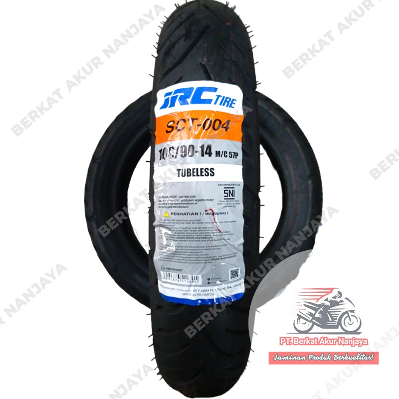 IRC SCT 004 100/90-14 SCT004 Ban Belakang Lexi Tubeless BONUS Pentil