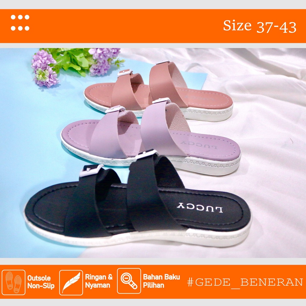 Sandal Wanita Double Slip Jumbo Size Ukuran 37-43 / Sandal Cewek Big Size Jumbo