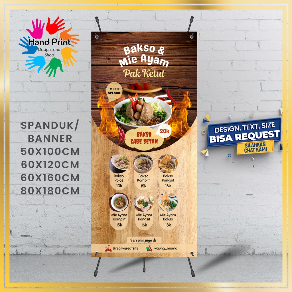 SPANDUK / BANNER Mie Ayam Bakso Mie Goreng Bisa Custom