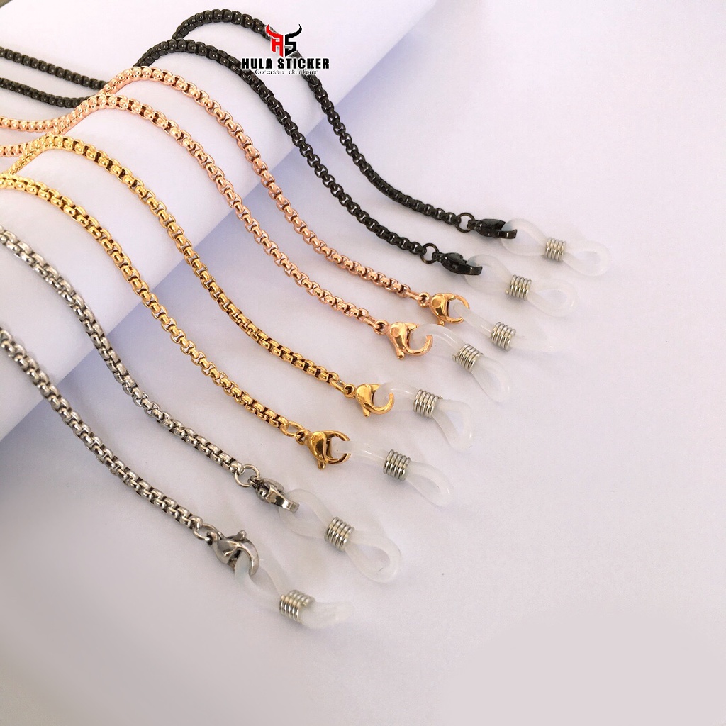 LAM Rantai Kacamata Titanium Stainless Steel Tali Strap Kacamata Pengait Anti Karat Pria Wanita