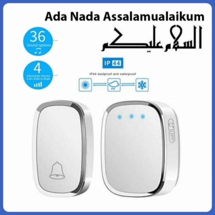 Bel Rumah Wireless Nada Dering ASSALAMUALAIKUM Waterproof Premium