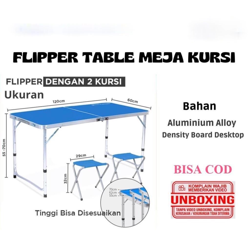 MEJA LIPAT 120 x 60cm / MEJA 1 DAPAT 2 KURSI / MEJA BAZAAR / MEJA PAMERAN / FLIPPER FOLDABLE TABLE