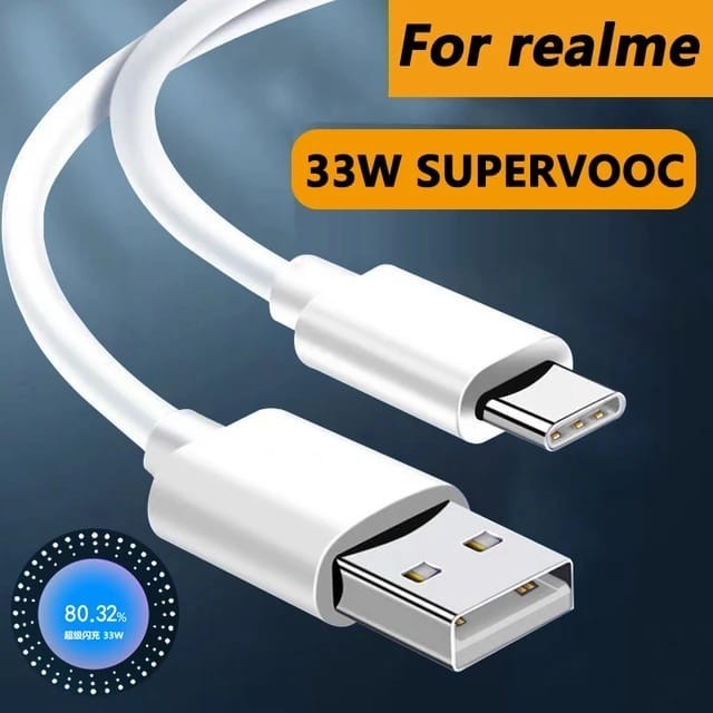 Kabel Charger 33W REALME 9 9i 10 Pro SuperVooc Original USB Type C