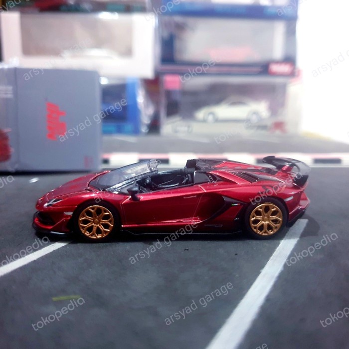 Diecast Mini GT Lamborghini Aventador SVJ Roadster red no 506 LP27