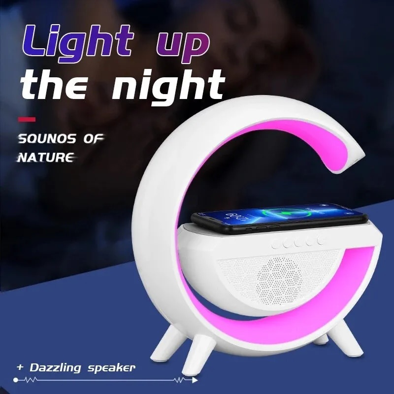 Smart Speaker LED Wireless Fast Charger Bluetooth Speaker 3 In 1 Multifunksional Ambient Light 15w Wireless Charger Bluetooth Speaker Smart Home Table Lamp