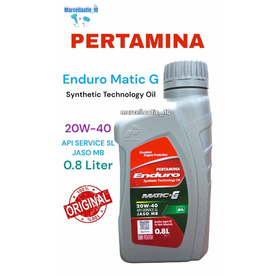 PERTAMINA ENDURO MATIC G 20W 40 0.8L OLI ENDURO MATIC ORIGINAL OLI ENDURO MATIC MURAH OLI MOTOR MATI