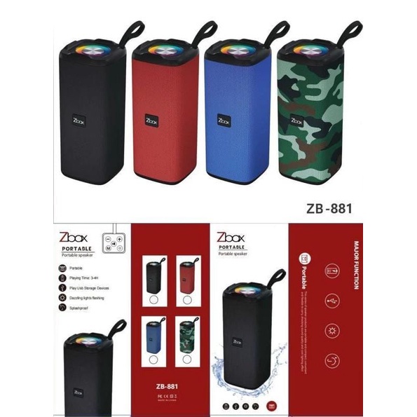Speaker ZBOX ZB-881 Bluetooth Wireless (Bergaransi) / Portable Speaker Zbox ZB881 LED Full Bass - Su