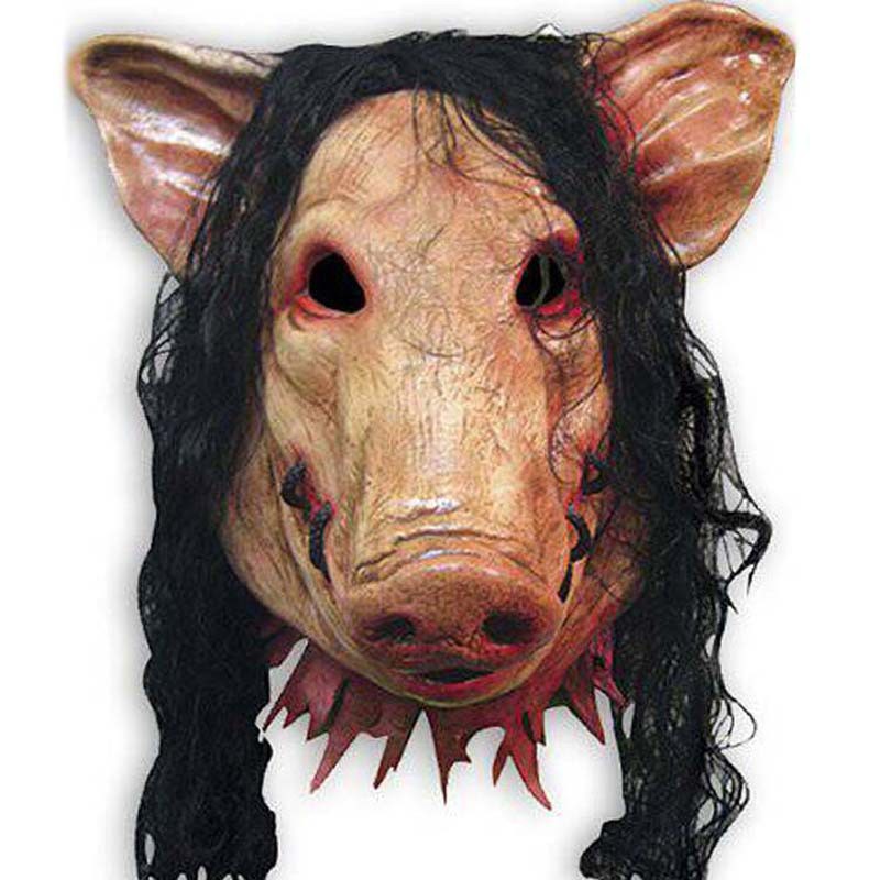 topeng latex karet halloween setan hantu babi berambut pig siluman
