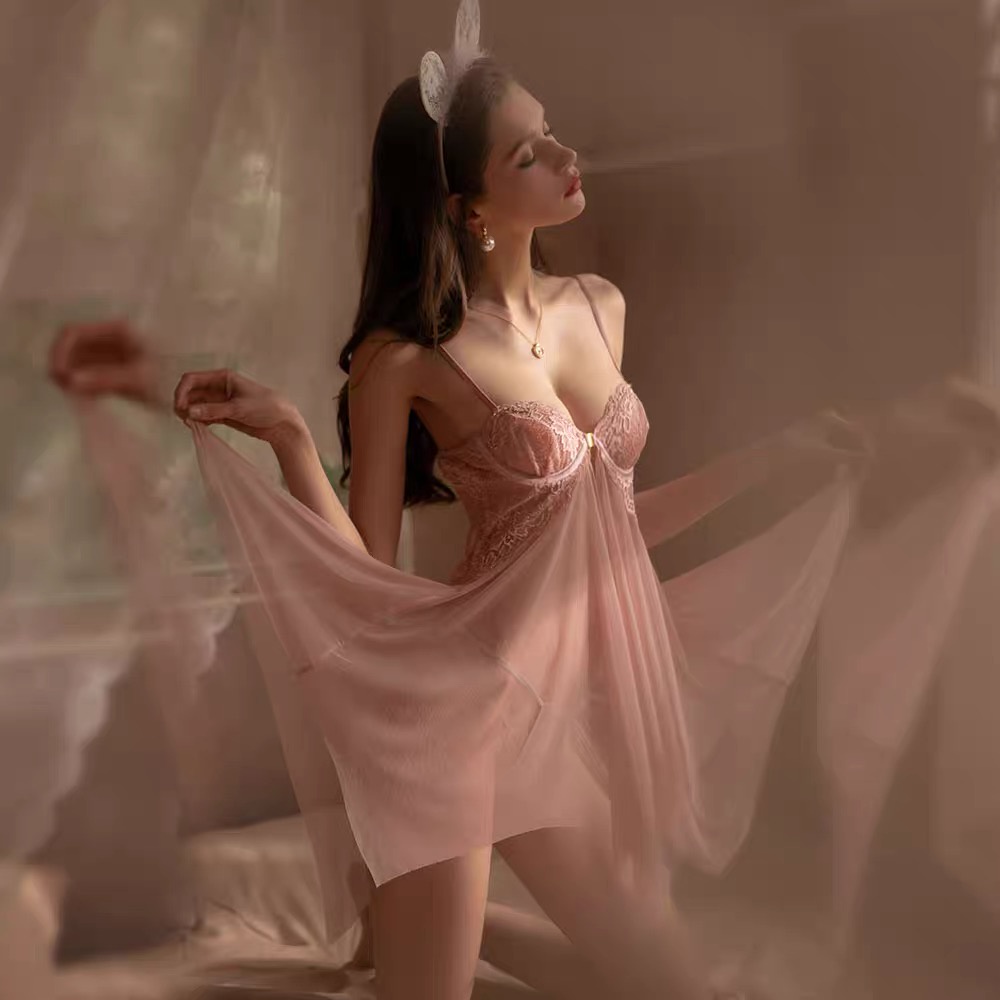 Gaun Leher V Seksi Wanita Satu Ukuran Wanita Dewasa Lingerie Seksi Transparan/Piyama/Lingerie Seksi Transparan Wanita/Pakaian Dalam Wanita Seksi Piyama Babydoll G String Bahan Poliester Berkualitas Tinggi-4