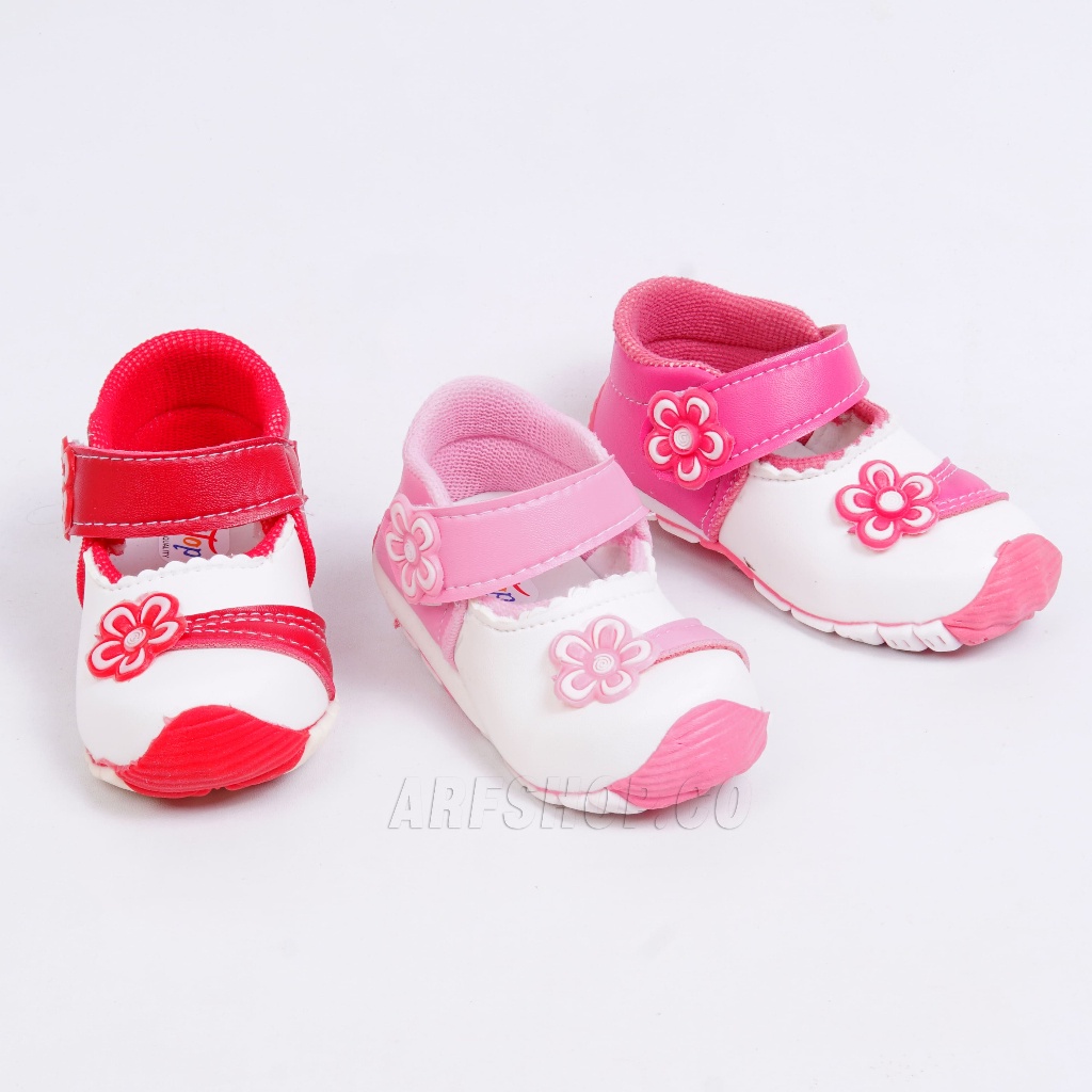 SEPATU ANAK BUNYI BAYI PEREMPUAN BUNGA USIA 1 -3 TAHUN/SEPATU BALITA MURAH[BUNYI CIT-CIT]