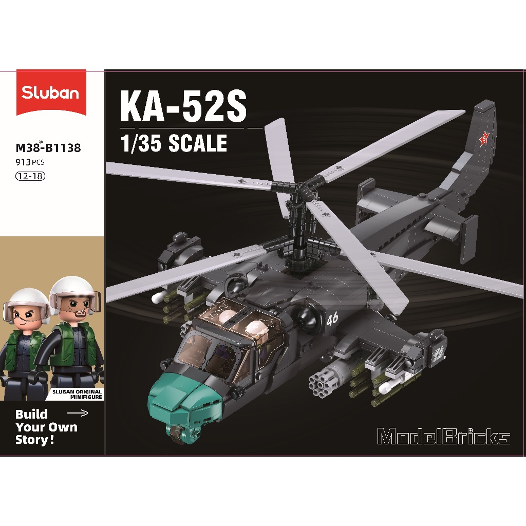 Mainan Balok Susun Sluban Model Helikopter KA-52S Gunship M38-B1138