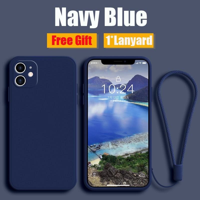 soft case Compatible for iphone 6 7 8 plus casing square edge lanyard tali pendek Ip logo casing cov