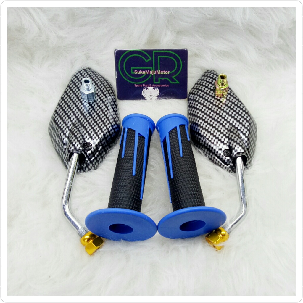 #GR# spion karbon mini chrome handgrip domino new variasi paket universal yamaha honda Nmax,Aerox,Pc