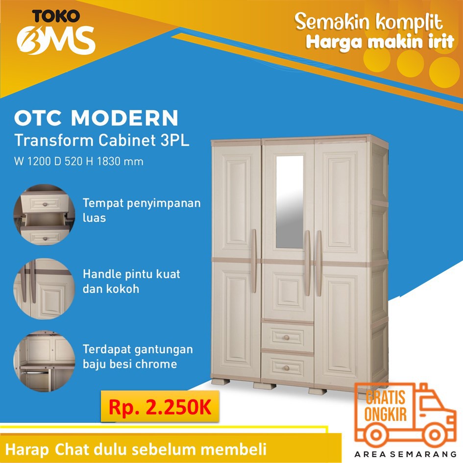 Olymplast Lemari Plastik OTC Modern 3PL 3 pintu cermin gantung Toko Bms