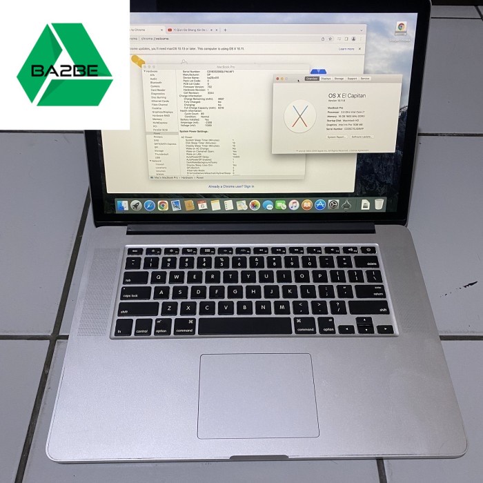 Apple MacBook Pro core i7 2,5 ghz, ram 16 gb  ssd 512gb Mid-2015
