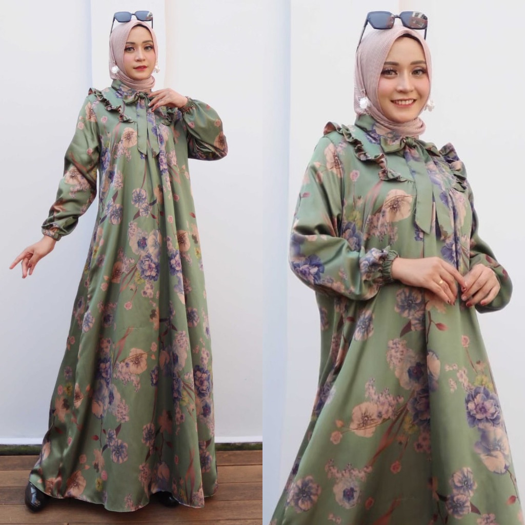FEM222 Dress Gamis Muslim Jumbo Strala Armani Silk Premium