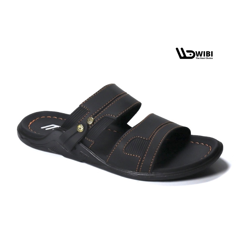 Sandal Kulit Slide Selop Pria Dewasa Ban 2 Original Wibi S22 - 03 WIBI 39-43 Elegant Ear Wings Black