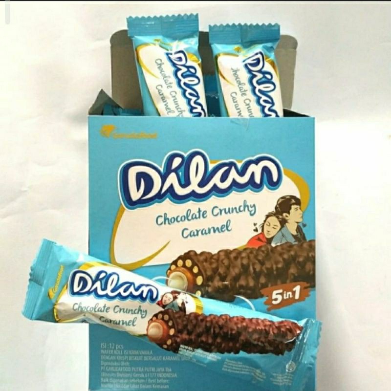 

dilan crunchy chocolate caramel isi 12 pcs | dilan cokelat