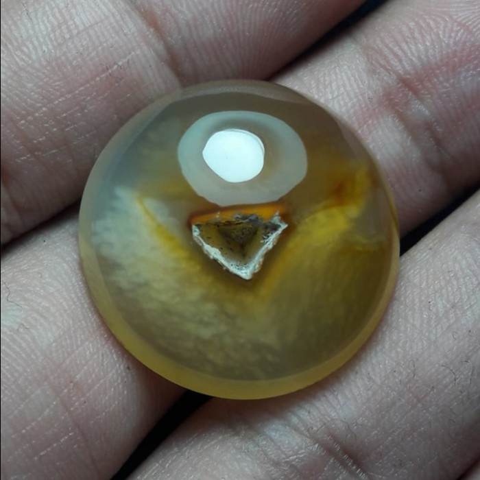 Natural Batu Akik Pandan Motif Gambar Combong Segitiga Bulat Antik