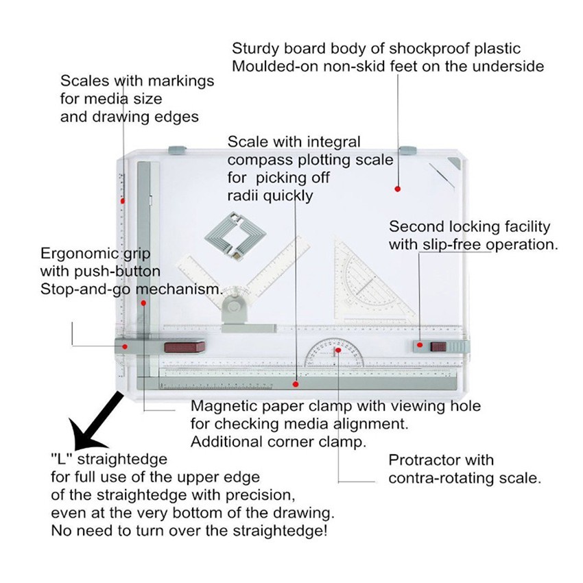 Professional Meja Gambar Arsitek A3 Peralatan Melukis Drawing Rapid A3 Professional Drawing Board A3