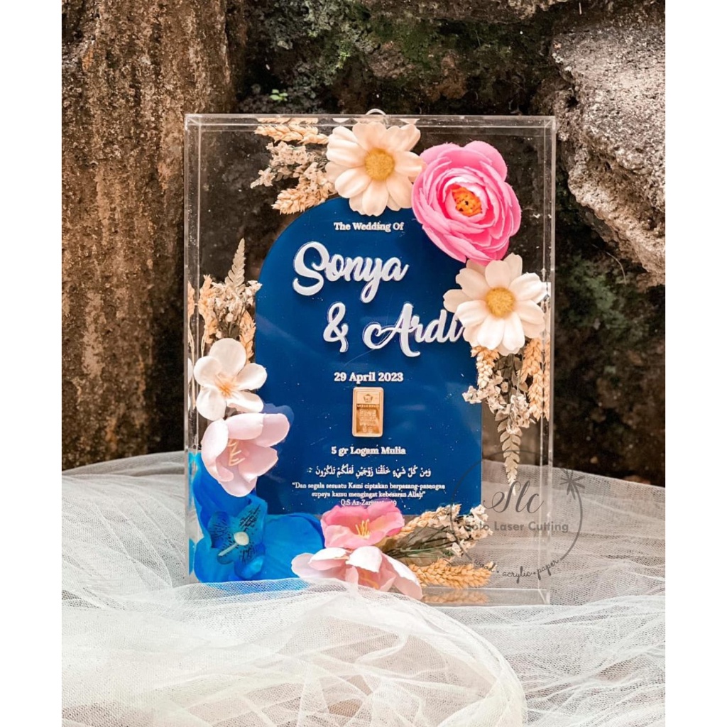 READY BOTANIQUE DOME FRAME Mahar Pernikahan GIFT ANNIVERSARY BIRTHDAY PIGURA MAHAR ACRYLIC Mahar Rus