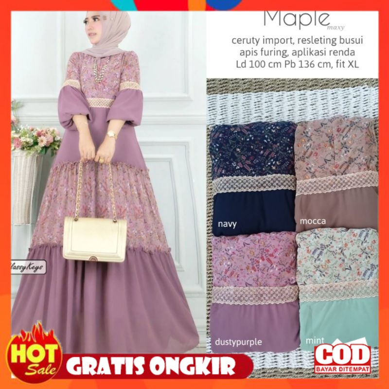 KAIN ADEM HALUS TEBAL / GRITTE  MAXY DRESS MAXI CERUTY MURAH LAPIS FURING BY TIRAMISU