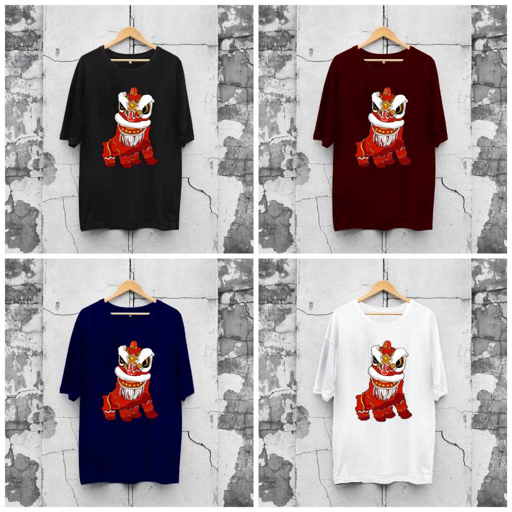 Kaos Dewasa Warna Motif Barongsai Kaos Dewasa Imlek Barongsai Berdiri