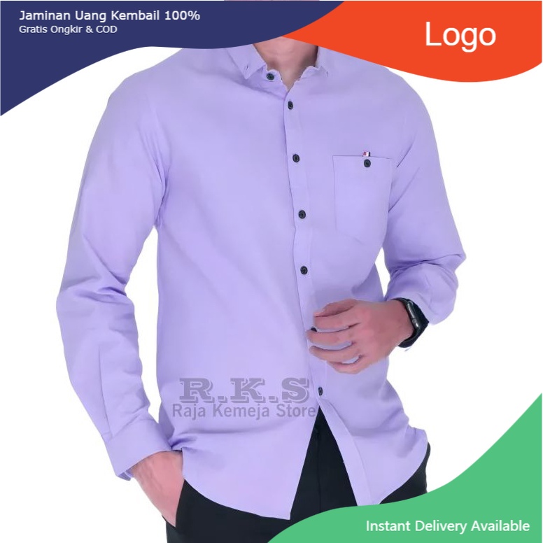 Kemasan Baru.. Kemeja Lilac Pria Ungu Muda Kualitas Premium | Kemeja Polos Pria Sage Green Casual | 