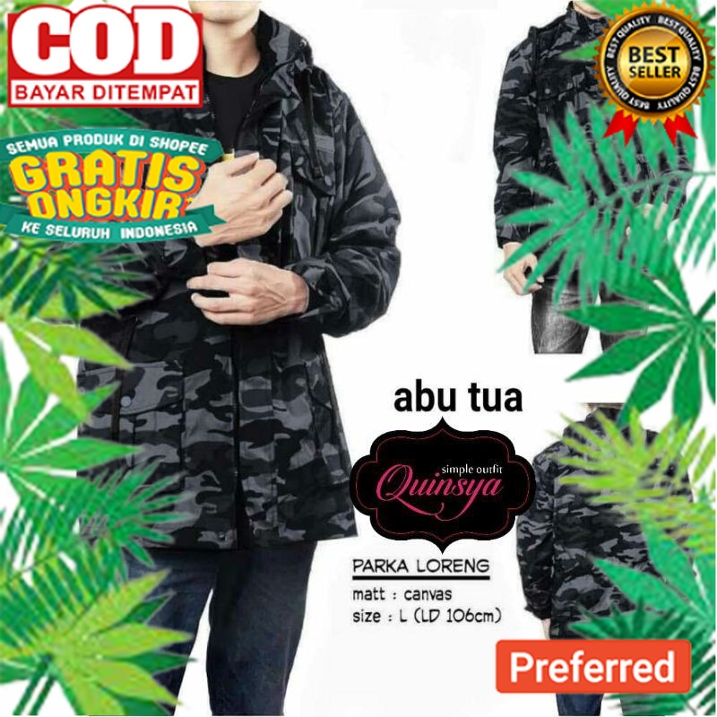 Jaket Parka Pria Army Loreng Jaket Militer Bahan Canvas Premium Dengan Bahan Lembut Dan Tebal// JAKE