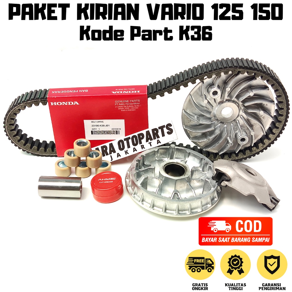 Paket Vanbelt Komplit Vario 150 Kode K36 - Vario 125 Led - PCX 150 / Paket CVT Komplit Honda Vario 1