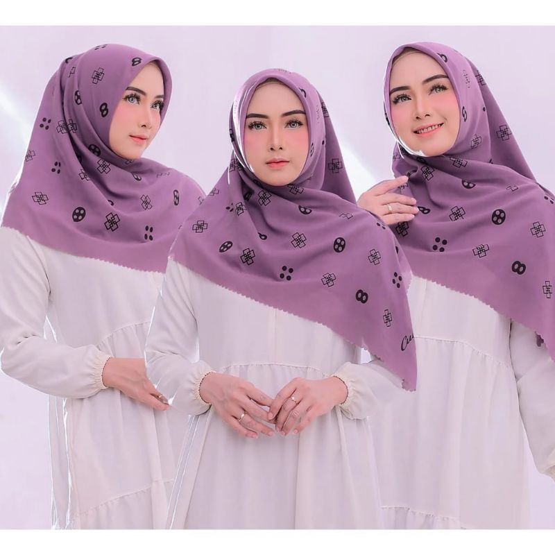 Hijab Segiempat Voal Premium Motif Button