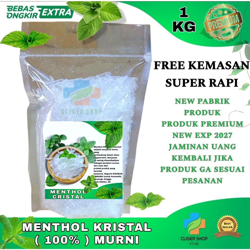 Mentol Kristal 1 KG / Menthol Crystal 1 kg / 1000 gram ( Food Grade )