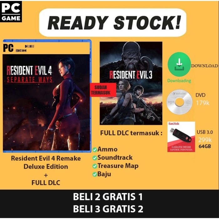 MURAH-  Resident Evil 4 Remake / RE 4 + DLC Separate Ways PC ORIGINAL - dvd DL35GB- 1.2.23