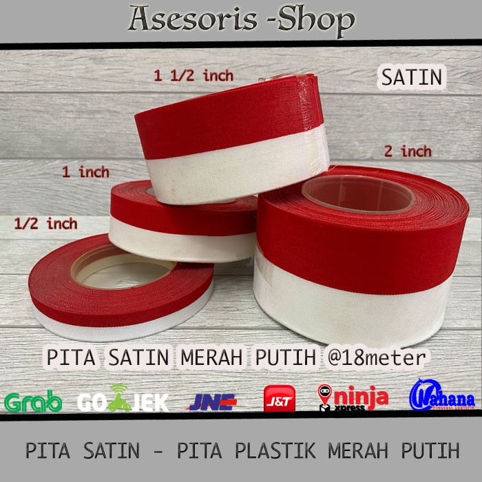 

Pita Merah Putih | Pita 17 Agustus Merah Putih panjang @18meter - 1/2 INCH, BAHAN SATIN