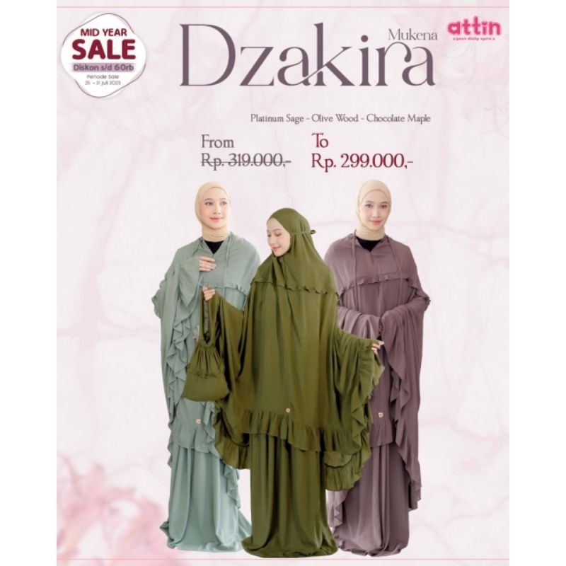 ATTIN - MUKENA DZAKIRA / MUKENA DEWASA / PRAYER SET