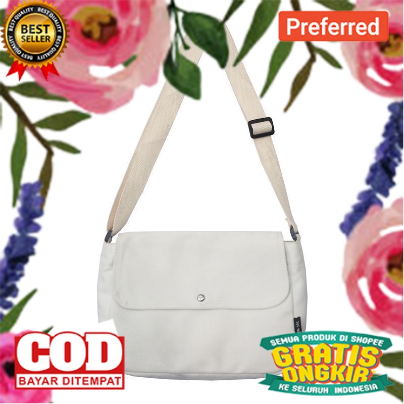Sling Bag Tas Selempang Canvas Classic Canvas Wanita Outfit Casual Trendy Slingbag Cewek OOTD Wanita