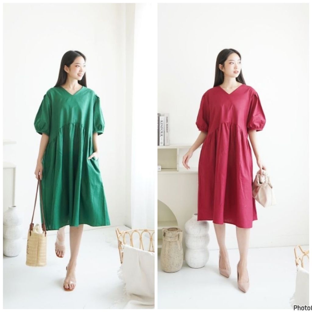 OLIVIA DRESS / DRESS NATAL MERAH HIJAU
