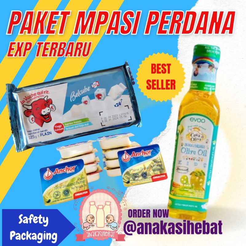 

COD PAKET MPASI BAYI LENGKAP KEJU BELCUBE ANCHOR UNSALTED BUTTER MINYAK EVOO CASA DI OLIVA CANOLA OIL- PAKET HEMAT MPASI- PAKET MINI MPASI - MAKANAN BAYI 6 BULAN